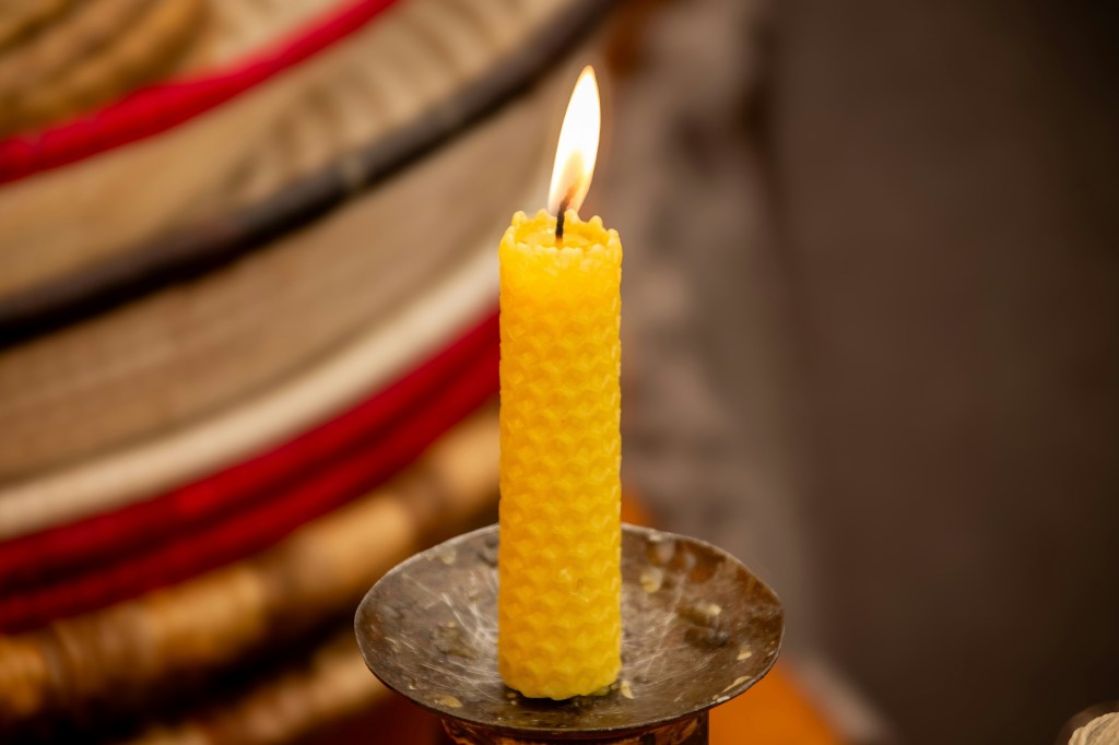 Beeswax candle used in Waldorf education for opening and closing