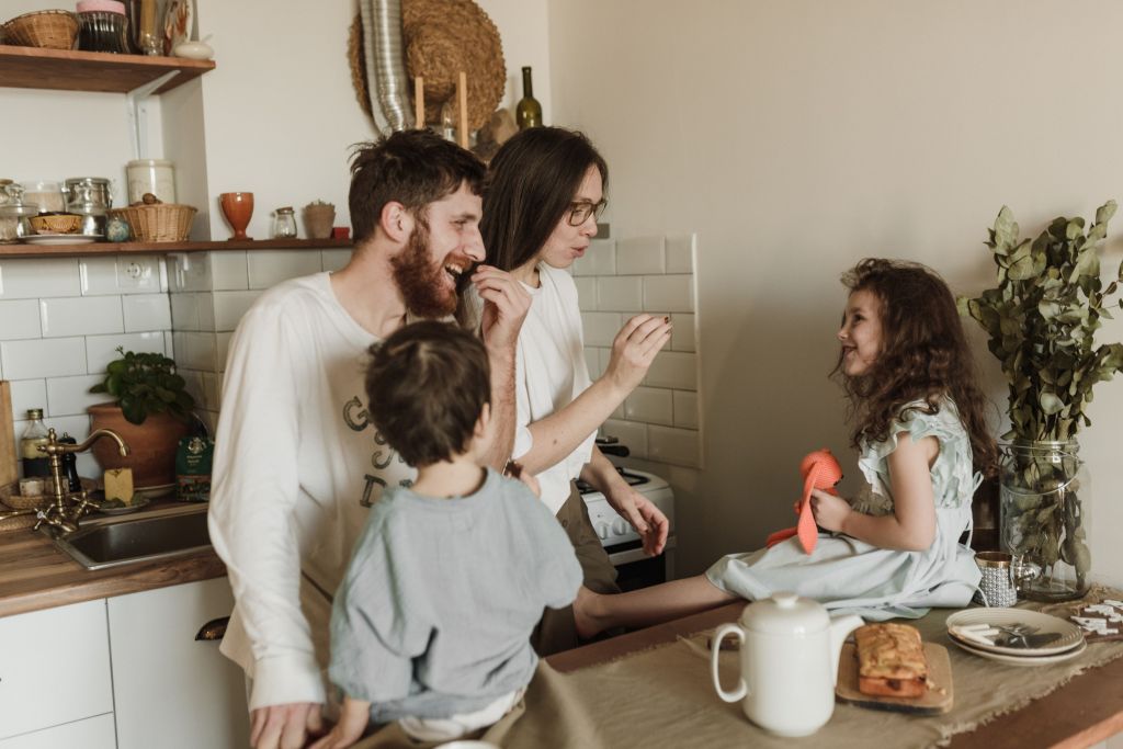 family in kitchen